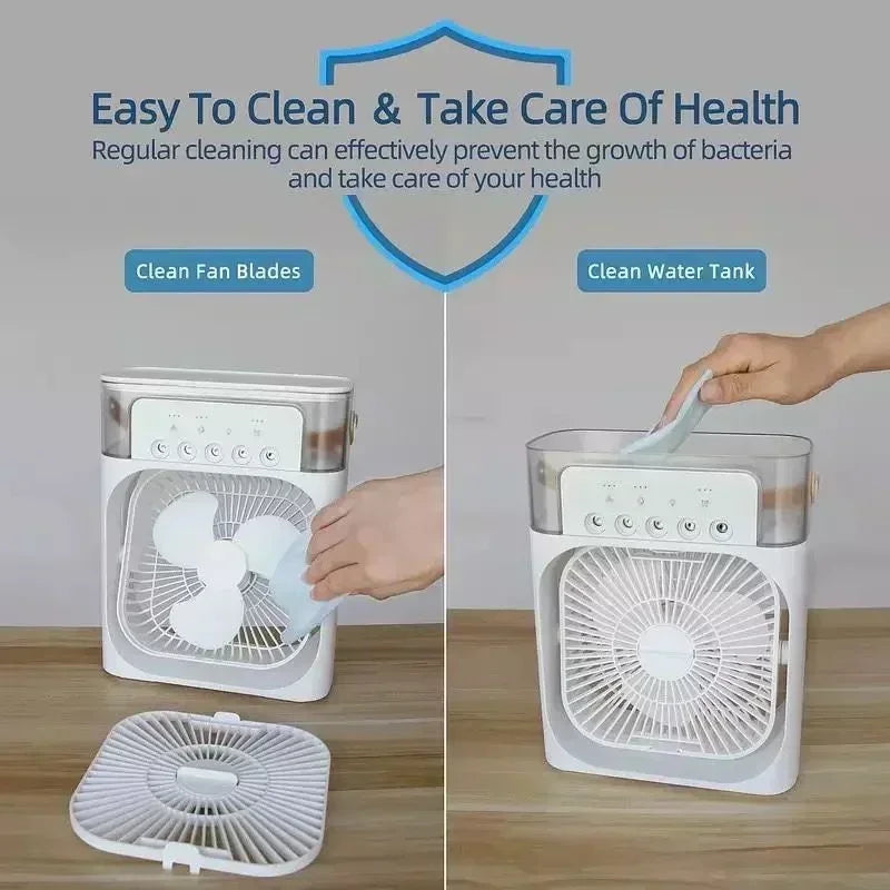 New 3 In 1 Fan AIr Conditioner Household Mini Air Cooler LED Night Light